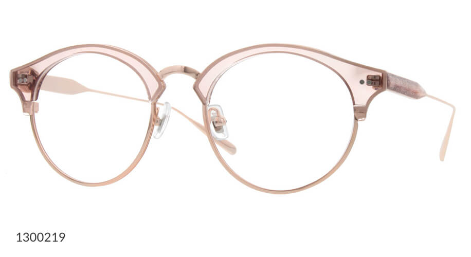 Pink metal frame eyeglasses with round lenses. Model number 1300219.
